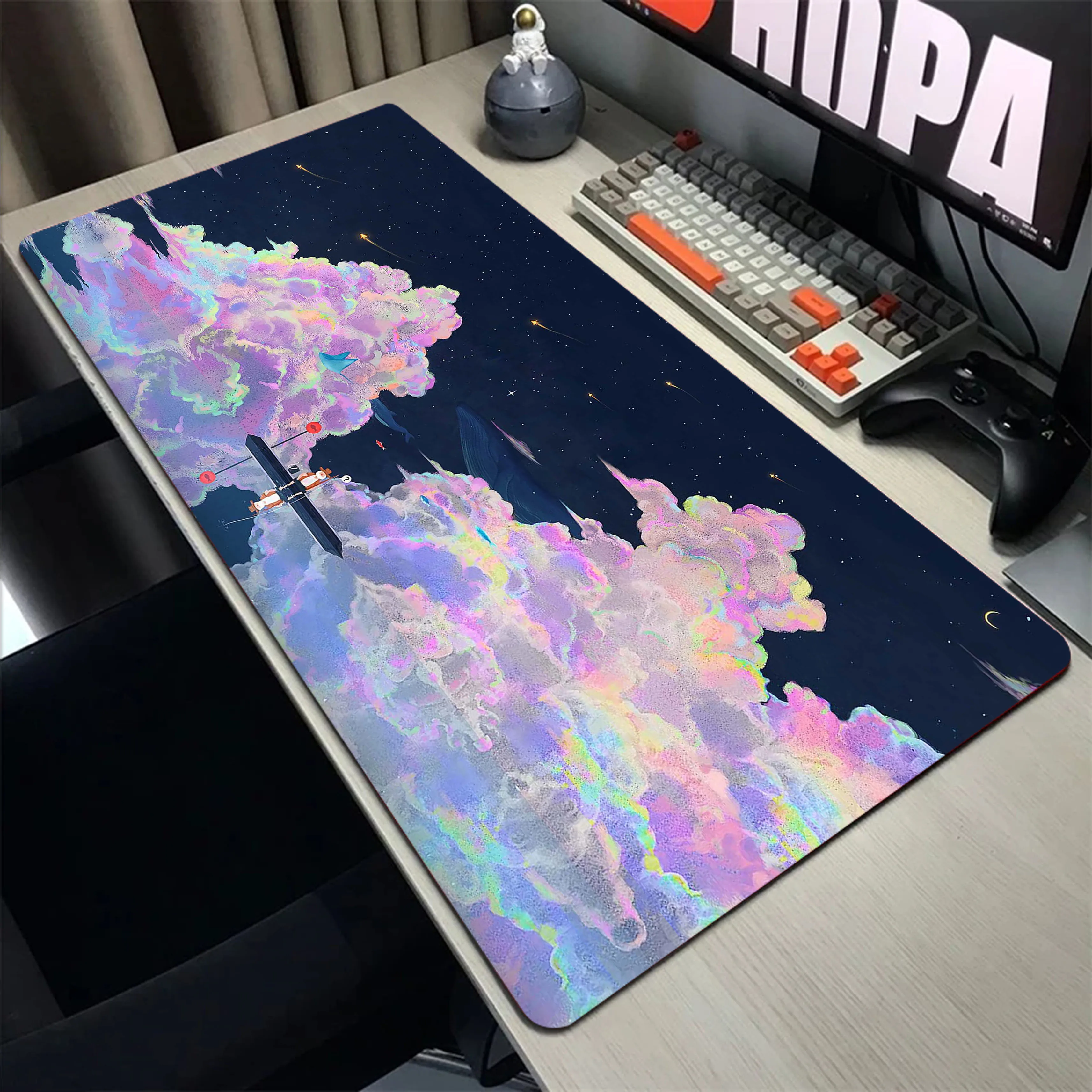 

Pink Sky Cloud Kawaii Anime Mousepad Gaming Speed Keyboard Pads Mouse Pad XXL Rubber Carpet Locked Edge Mouse Mat 900x400mm