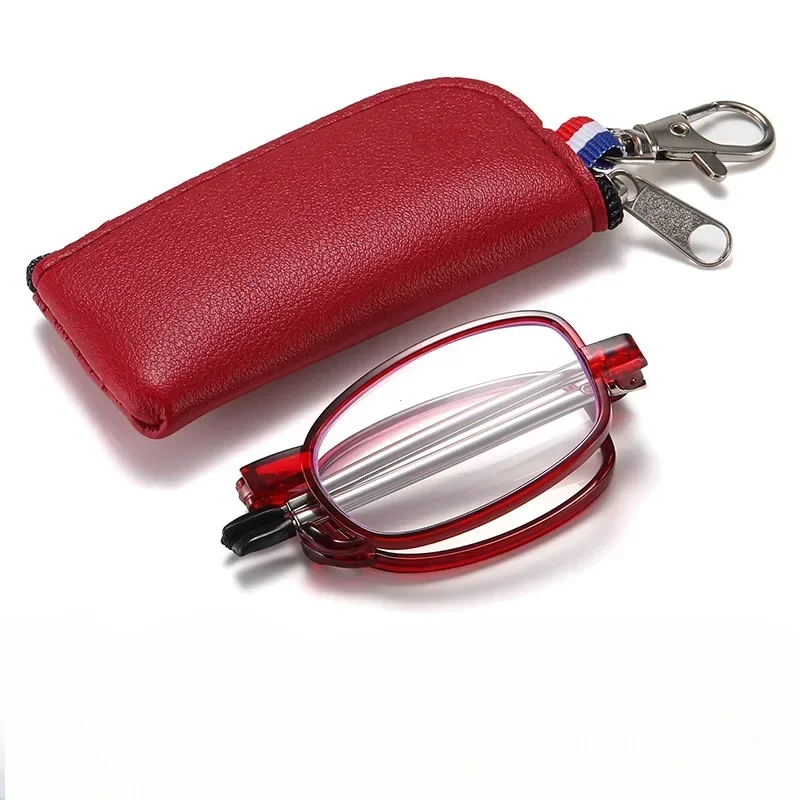 New Women Men Portable Folding Reading Glasses Keychain Antenna Anti-Radiation Anti Blue Light Eyewear Glasses with Storage Bag 5