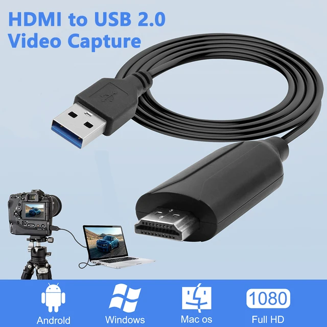 Carte d'acquisition vidéo USB 2.0, HDMI, câble mâle à mâle 80cm pour caméra  DVD, diffusion en direct - AliExpress