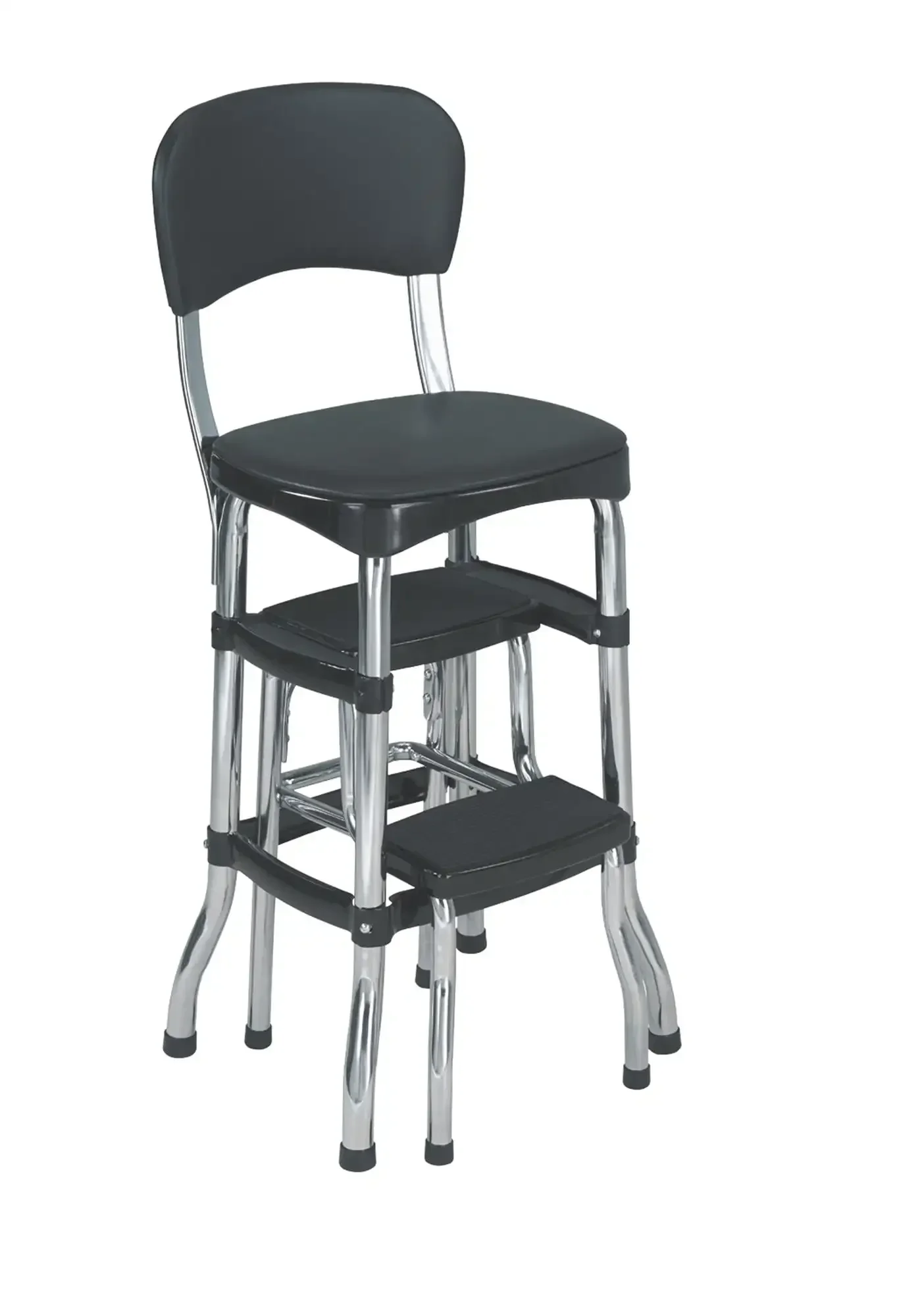 

2024NEWStylaire Retro Chair + Step Stool with sliding steps, Black