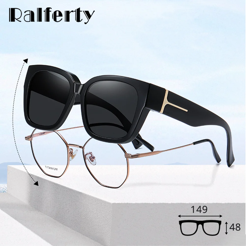 Ralferty Oversize Sunglasses Overlay Polarized UV400 Anti UVA UVB TR90 Light Weight Can Cover On Glasses Driver Shades Women