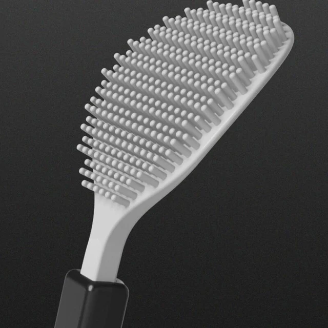 Lélegző Wc Kefe Víz Szivárgásbiztos Szilikon Lapos Fej Rugalmas Puha Sörték Gyors Szárító Tartóval - Image 6