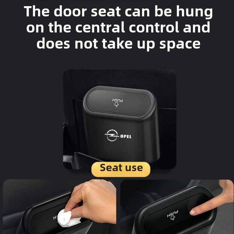 Suspended car garbage bin, storage box, ABS square press garbage bin For Opel Astra H G J Insignia Mokka Zafira Corsa Vectra