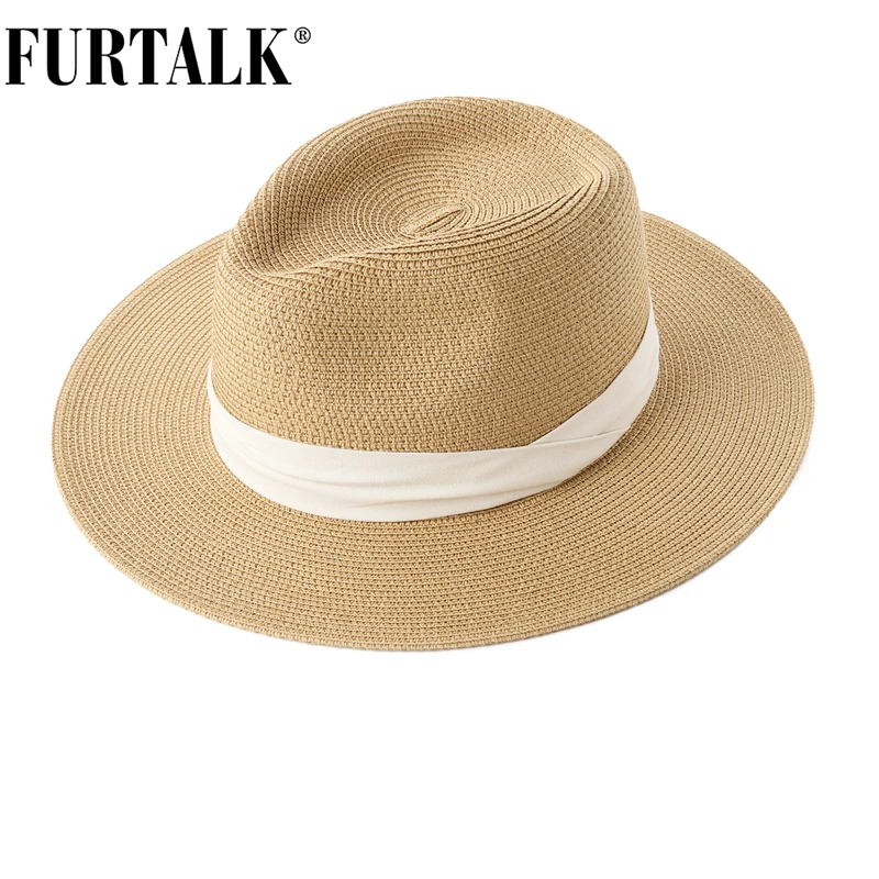 FURTALK Summer Hat for Women Men Panama Straw Hat Summer Beach