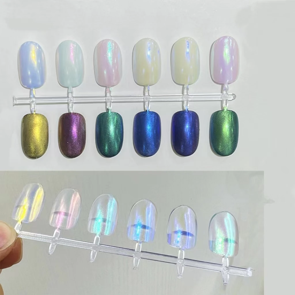 Nail Powder 6 pcs Aurora Metallic Mirror Effect Holographic Chameleon Pigment Nail Gel Oil Paint Dreamy Mermaid