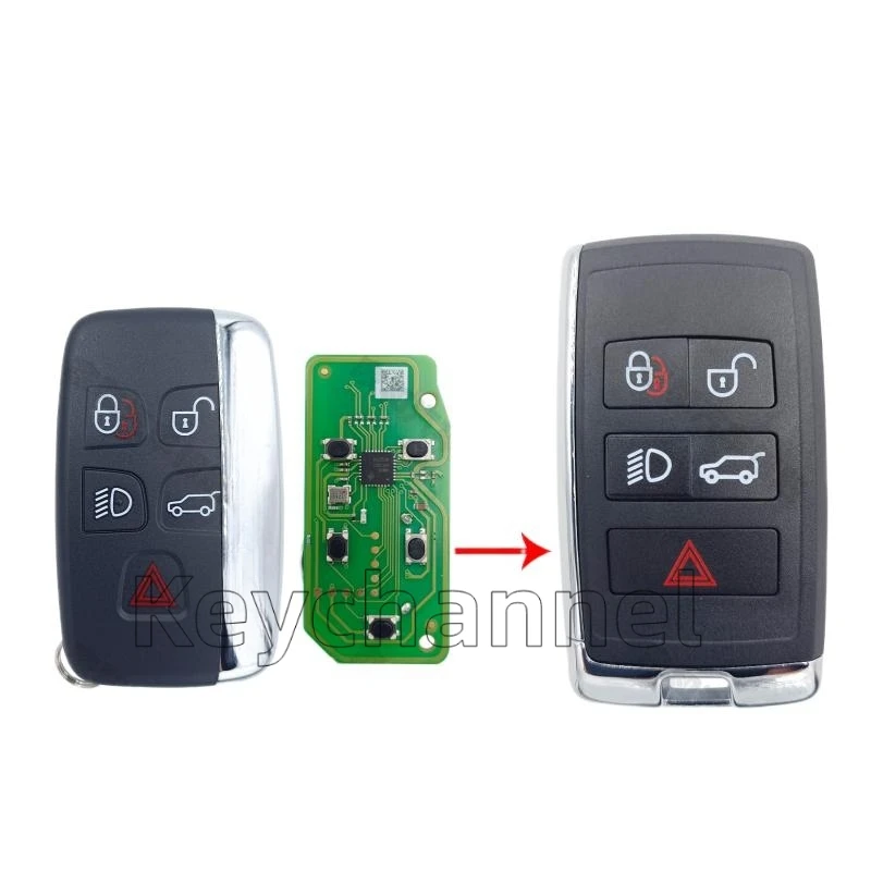 Custodia Telecomando Per Chiave Auto Land Rover E Range Rover | 5 Pulsanti In ABS E Metallo | Adatta Per Evoque, Sport, Discovery 4 (2 Pezzi)