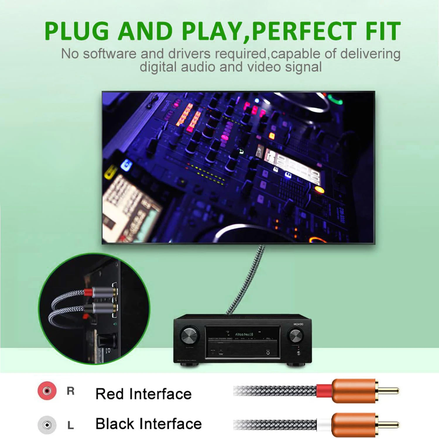 USB-C to Dual RCA Hi-Fi Stereo Audio Cable for Premium Sound Quality