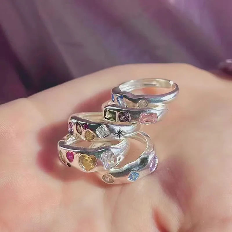 2023 Personality Irregular Opal Crystal Rings for Women Cute Sweet Pink Zircon Stone Adjustable Rings Y2K Jewelry Halloween Gift 2023 Personality Irregular Opal Crystal Rings for Women Cute Sweet Pink Zircon Stone Adjustable Rings Y2K Jewelry Halloween Gift