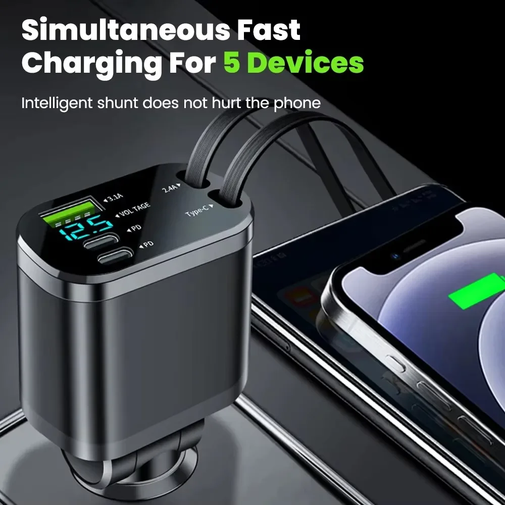 รูปสินค้า ที่ชาร์จรถยนต์ USB-C พับเก็บได้ ชาร์จเร็ว หลายแบรนด์