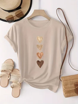 T-Shirt with Four Heart Graphic Print 1