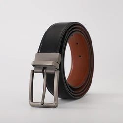 Stylish Rotary Pin Buckle Men's Belt for Casual and Formal Wear (Black coffee)