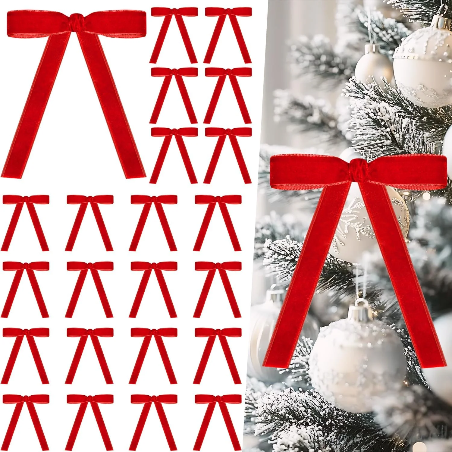 Fiocco Velluto Rosso Albero Di Natale, Fiocchi Per Albero Di Natale In Velluto - Fiocco A Ghirlanda Vintage, 12/24 Pezzi Fiocco Di Velluto Rosso, Decorazione Dell'Albero Di Natale (rosso,24 pcs Fiocco Velluto Rosso Albero Di Natale, Fiocchi Per Albero Di Natale In Velluto - Fiocco A Ghirlanda Vintage, 12/24 Pezzi Fiocco Di Velluto Rosso, Decorazione Dell'Albero Di Natale (rosso,24 pcs