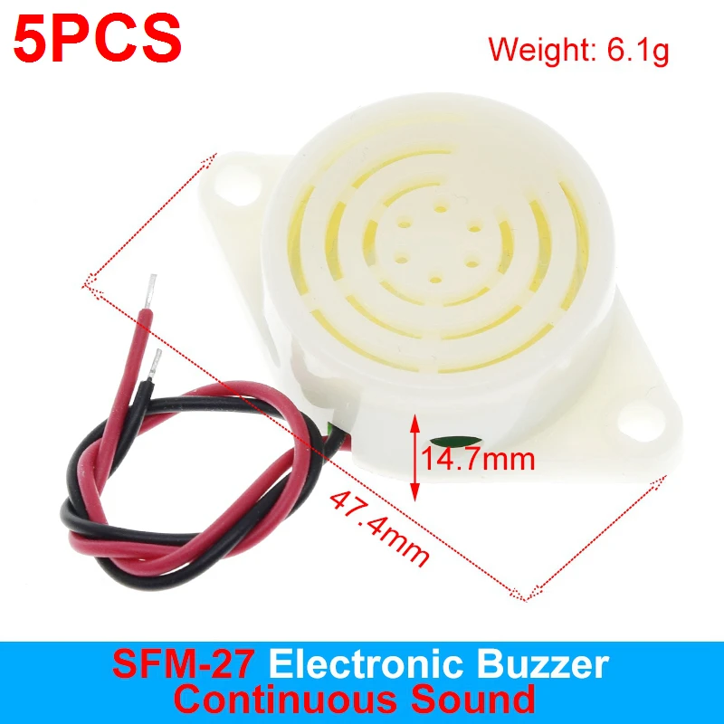 High-Decibel Electronic Buzzer with Intermittent & Continuous Alarm Beep