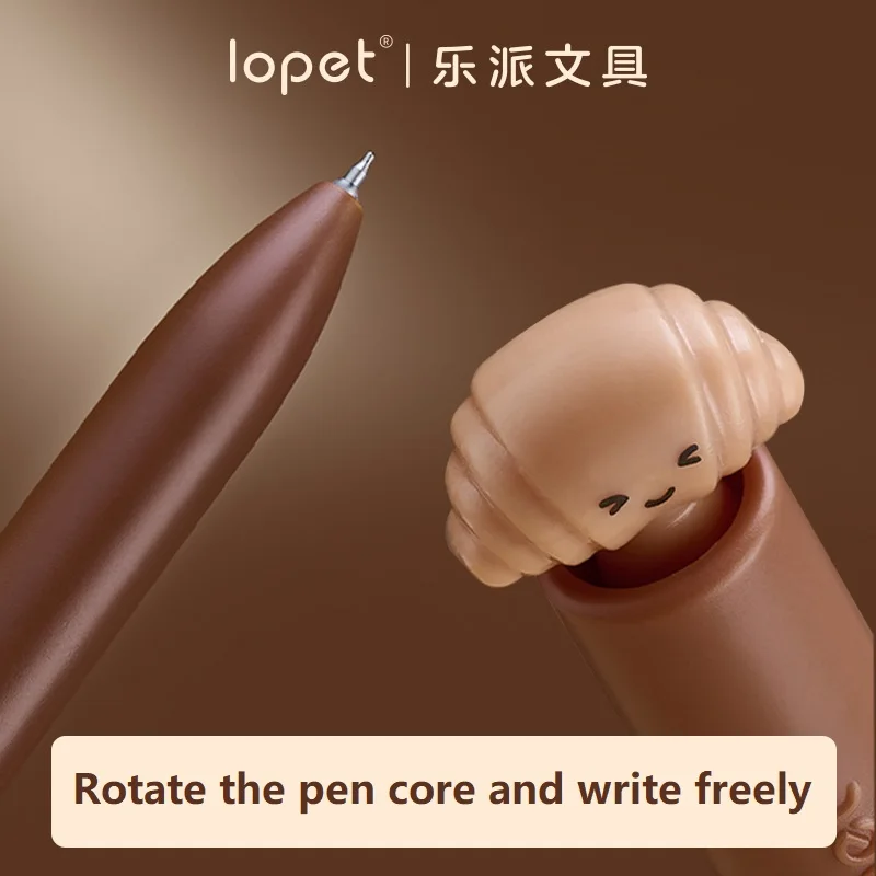 Lopet Kawaii Rotating Gel Pen School Stationery Quick Drying 0.5mm Black Core Frosted Pen Holder Signature Pens Office Writing 4