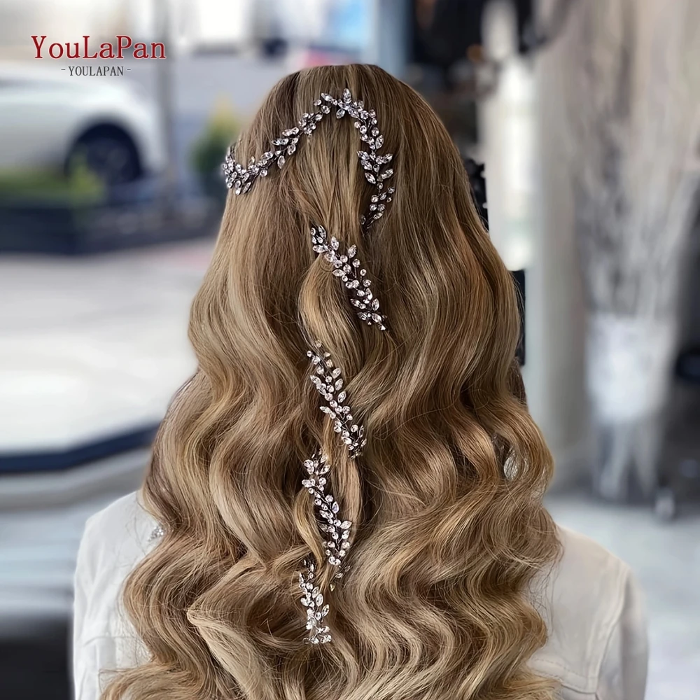 Handmade Wedding Hair Vine Silver Rhinestone Bridal Headband Long Women Headwear Wedding Party Hair Accessories HP394