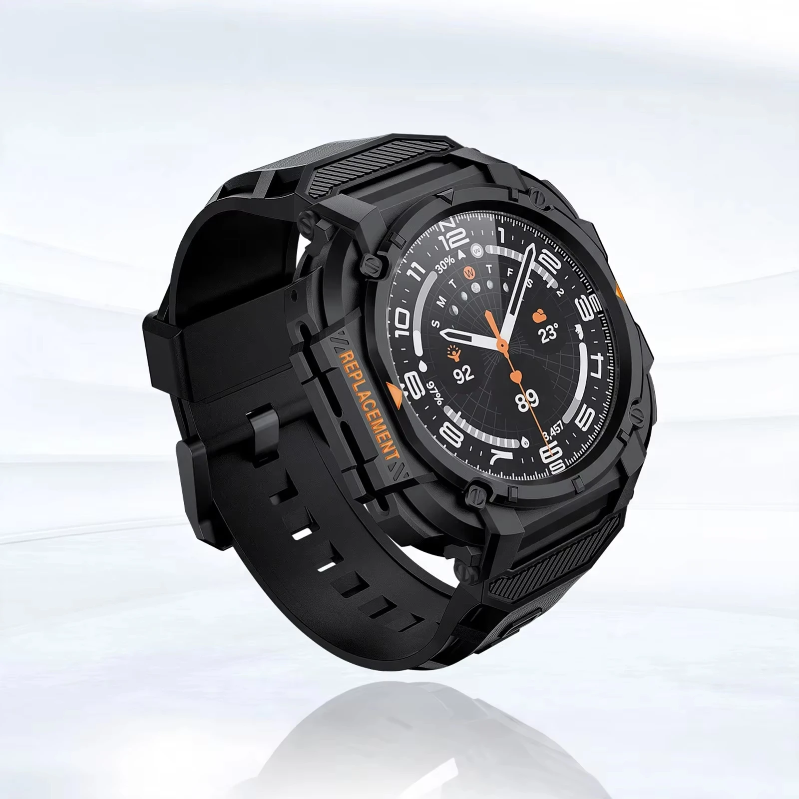 Enhanced Protective Cover Case with Strap for Smartwatches - One-Piece TPU Hollow Design Bracelet