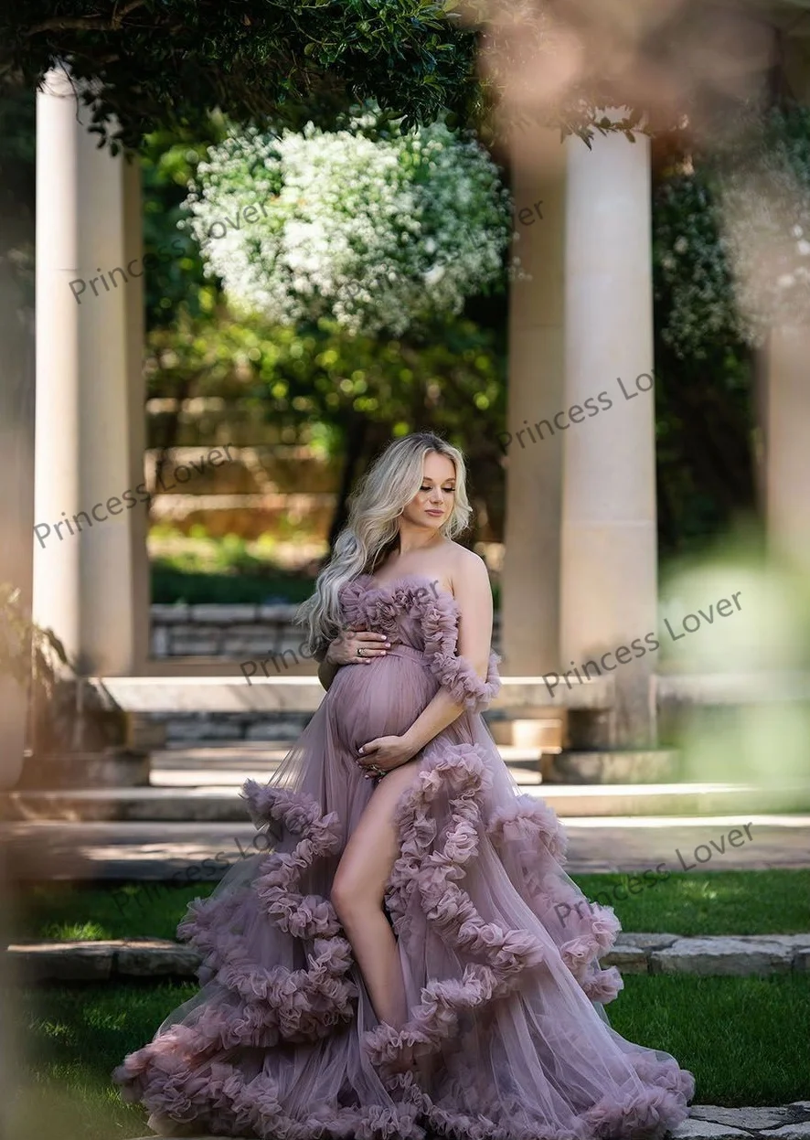 long sleeve prom & dance dresses 2022 Sleeveless Women's Prom Dresses Tiered Ruffles Party Celebrity Gowns Customise Side Split Maternity Photography Dress orange prom dresses