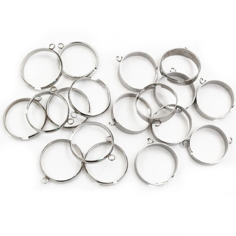 10 teile/los kein verblassen Edelstahl 18mm Durchmesser Verstellbare Ringe Einstellung mit 2mm Schleifen stecker DIY Schmuck Herstellung Zubehör