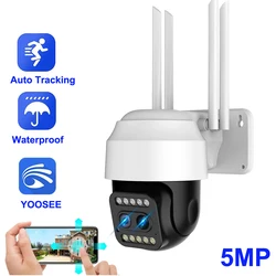 HONTUSEC Yoosee HD IP Camera 5MP Dual Lens Outdoor Security IP66 PTZ Camera WiFi 4X Zoom Human Detection Surveillance Camera