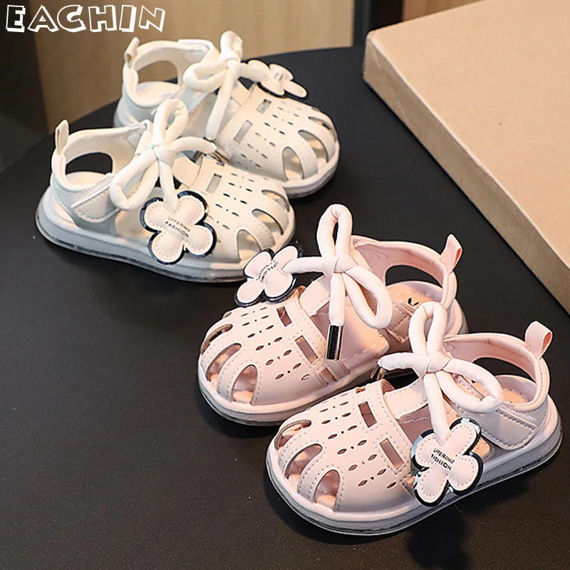 

Summer Baby Girls Sandals Bowtie Fashion Pink Princess Toddler Shoes Soft Bottom Non-slip First Walking Shoes for Kids Sandals