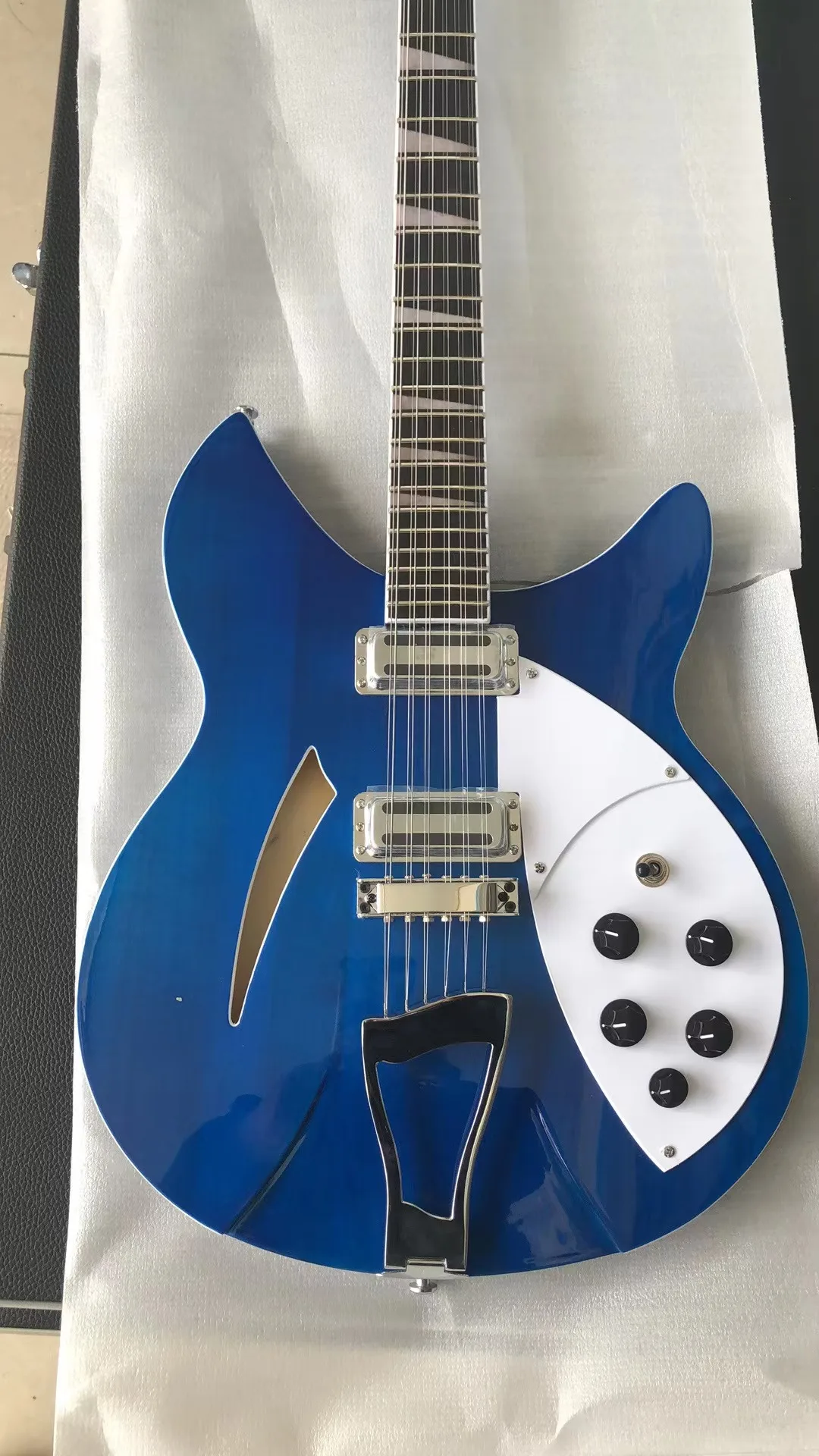 Disponibile 12 Corde Rickenbacker Jazz Chitarra Elettrica Corpo In Acero Semi-Cavo Hardware Cromato Finitura Lucida Consegna Gratuita