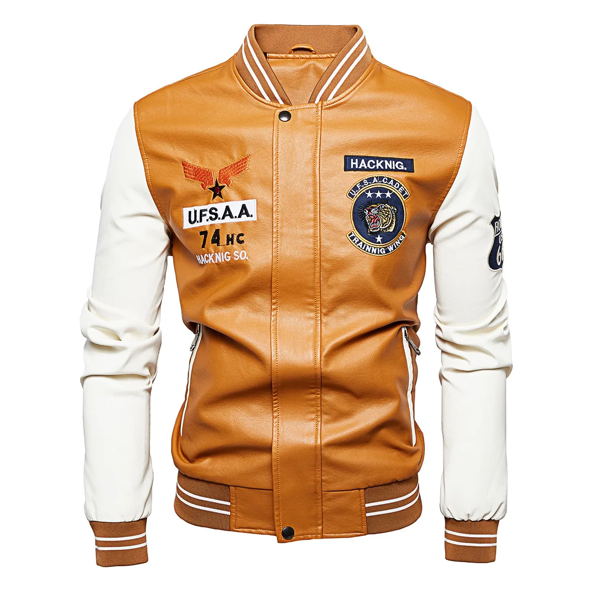 New Spring and Autumn Motorcycle men's Leather Jacket Embroidered Baseball Clothing High Quality Brand Leisure Coat