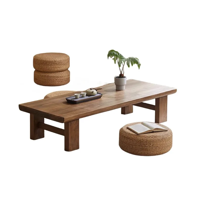 

Rectangular Japanese Style Tatami Floor Table Vintage Tea Table for Sitting on The Floor Accent Furniture Size 100/120/140x60x38