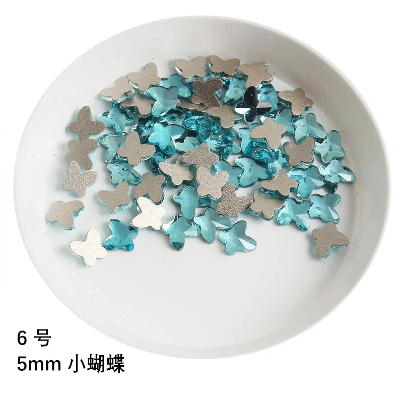 Boutique Aquamarin See blau flachen Boden Nail Art Strass Glas Kristall 3D Nagel Dekoration mehrere Formen Großhandel – Detail 6