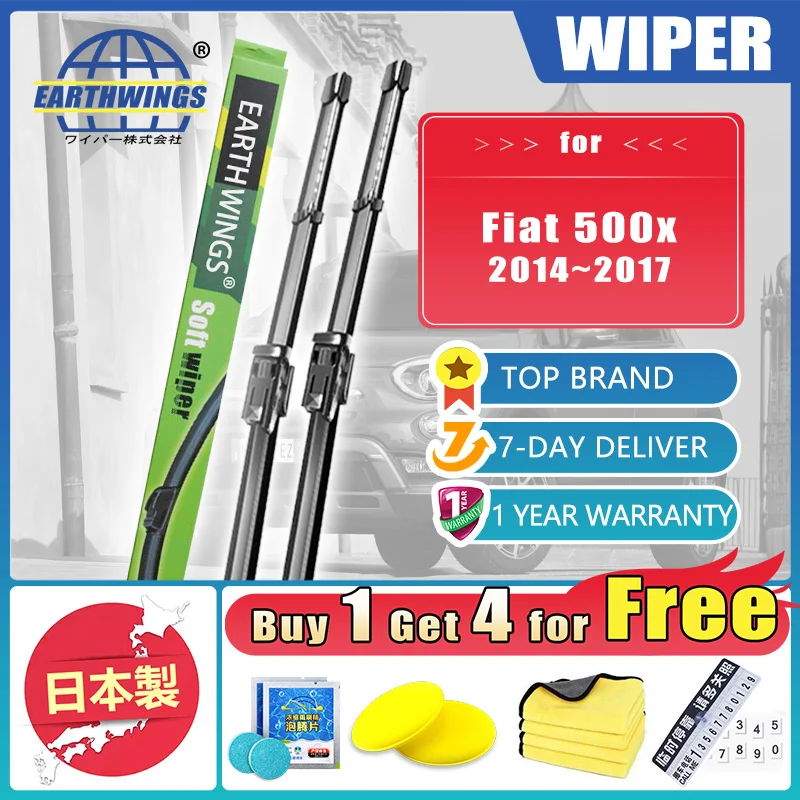 

For Fiat 500x 2014 2015 2016 2017 Front Rear Wiper Blades Brushes Washer Cleaning Windshield Windscreen Window Car Accessories