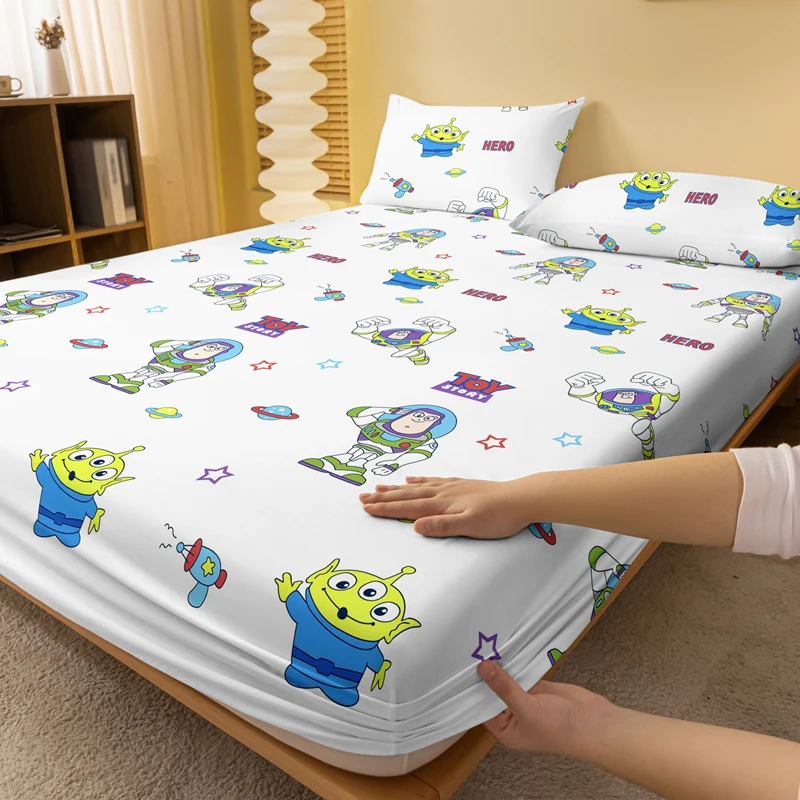 1 cartoon cute Buzz Lightyear pattern digital printed frosted Fitted Sheet,bedroom printed bed cover,bedding(No pillowcase) 2