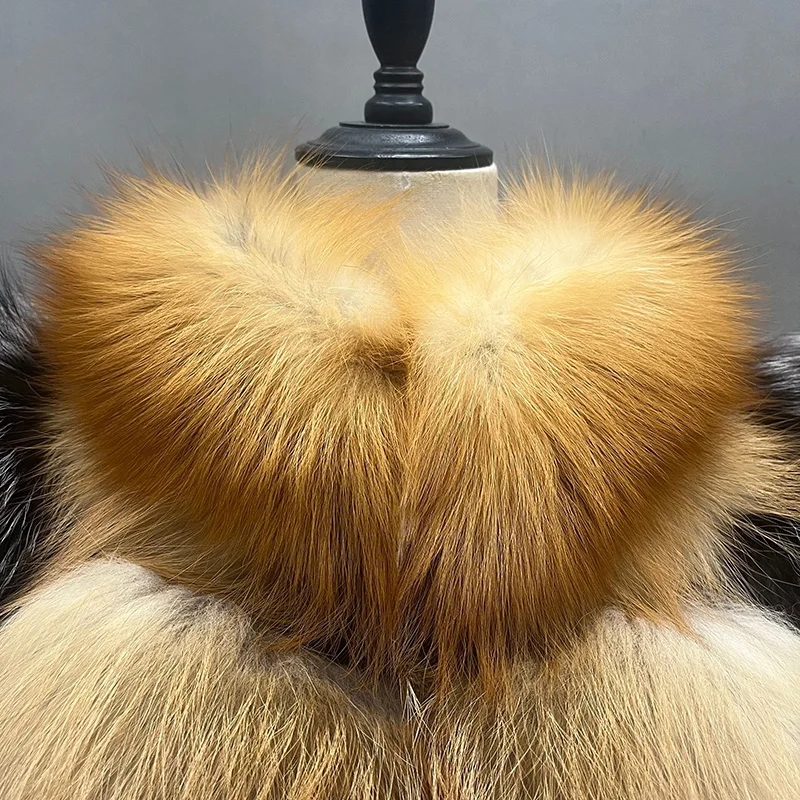 Women's Luxury Winter Red Fox Silver Fox Fur Coats Lady Fox Fur Long ...