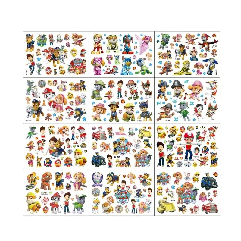 Paw Patrol Water Transfer Stickers Anime Peripherals Tattoo Stickers Kawaii Dog Chase Skye Cartoon Character Decoration Toys