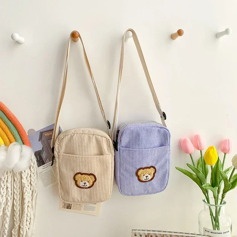 

1Pc Velvet Bear Children's Student Shoulder Diagonal Mobile Phone Change Cute Fashion Shoulder Bag Female