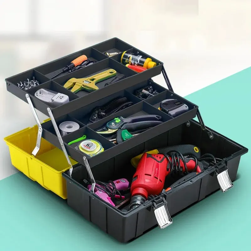 Tool Storage Box Plastic Tool Box Storage Organizer Box AIRAJ Hardware Toolbox Set Plastic Thick Combination Suitcase Electrician Carpenter Electric Drill Storage Box