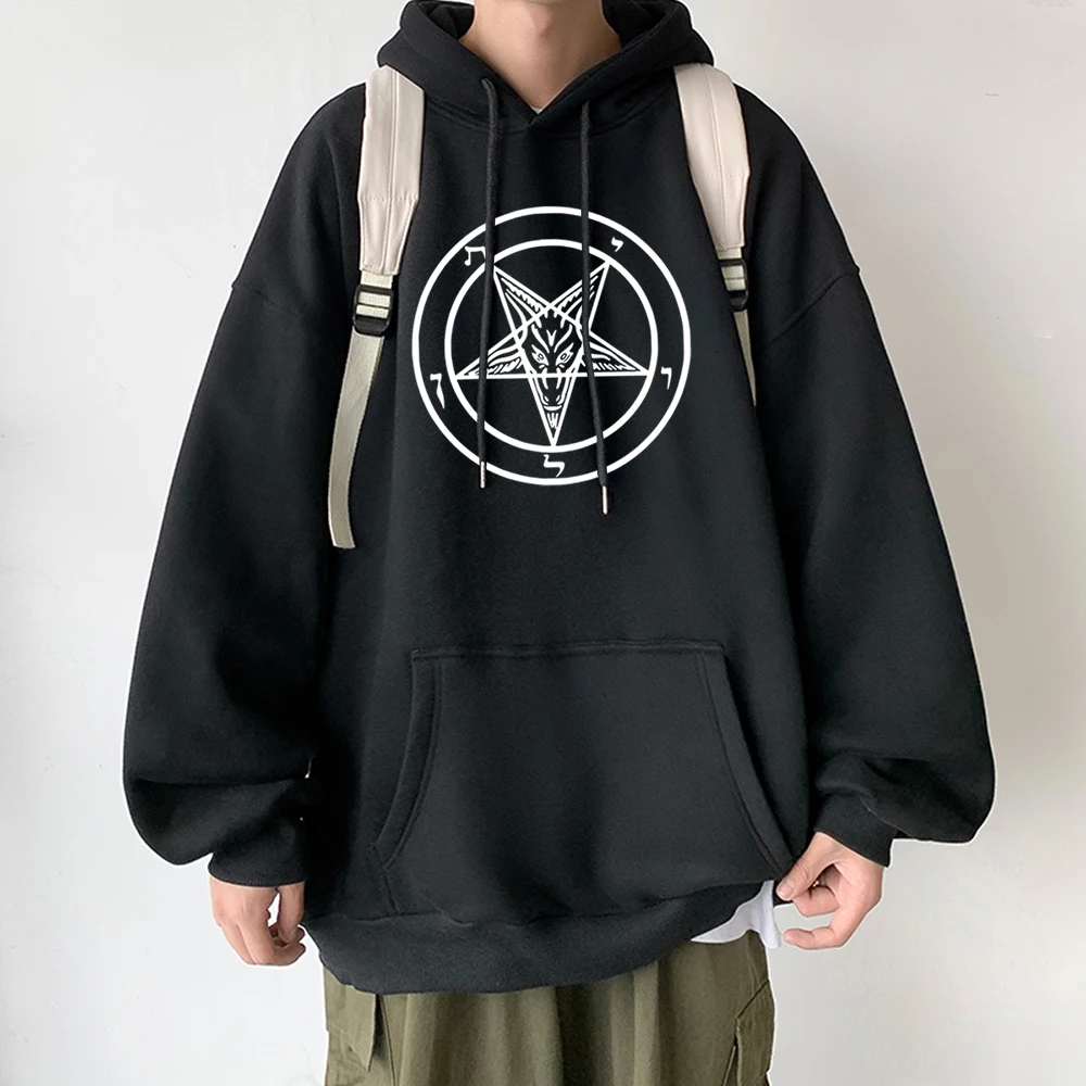 Zip Up Hoodie Pentagram Gothic Occult Satan Women Fashion Hoodies All-match Female Pullover Brand Clothing Harajuku Mens Tops