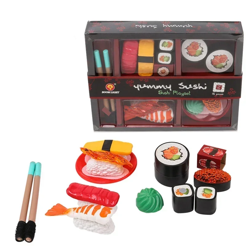 

[Funny] Play house toys simulation food sushi salmon caviar sets kitchen cooking toy kids baby gift