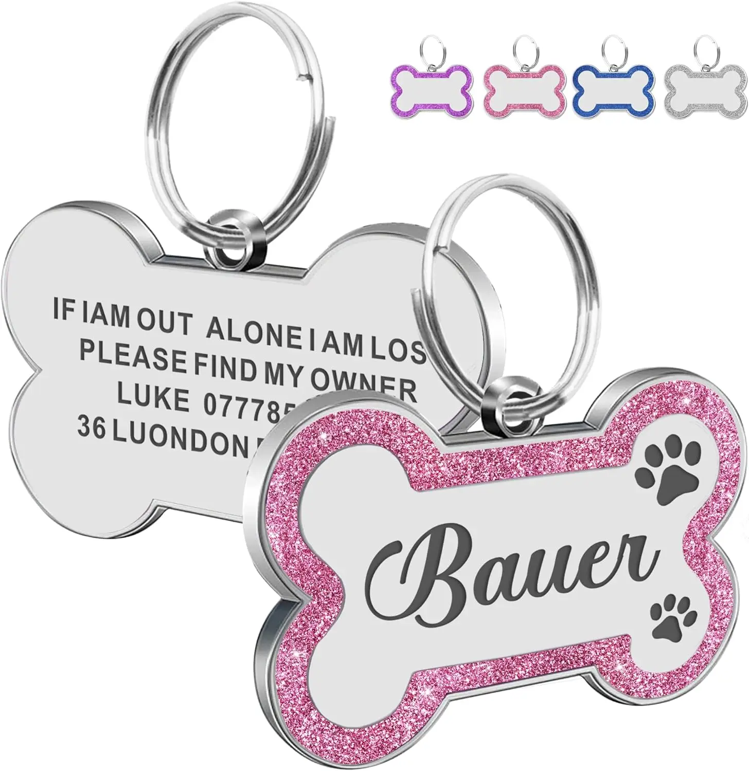 Personalized Pet Dog Name Tag – Custom Engraved ID Tag with Any Name & Text