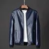 Men standing collar Jacke, leather motorcycle jacket men,bomber leather coat，fashion trend personalized leather winter clothing 2