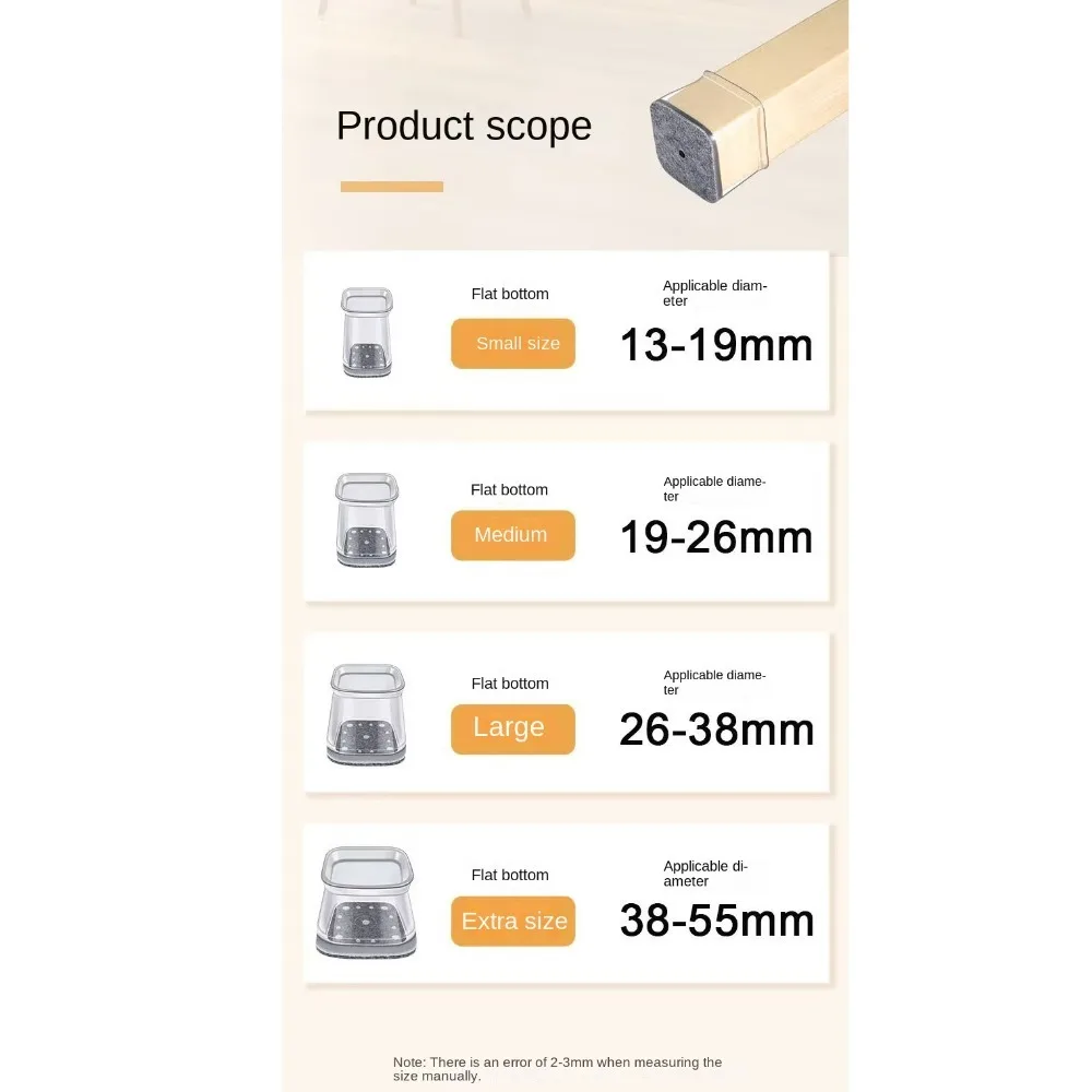 Silicone Chair Leg Floor Protector with Felt Pads - Noise Reducing Table and Sofa Foot Covers