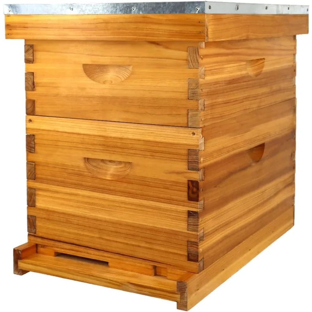 8 Frame Bee Hive Complete Beehive Kit Beeswax Coated Include Frames and Foundation Sheet for for All Beekeeping Levels