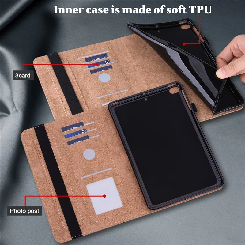 Elegant Leather Wallet Stand Case - 11 inch Business Tablet Cover