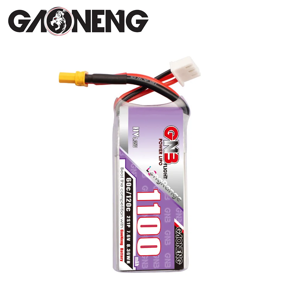 GNB Lipo Battery 2S 7.6V 1100mAh 60C/120C With XT30 Plug for Racing Drone FPV Quadcopter Helicopter Airplane Parts Hobby