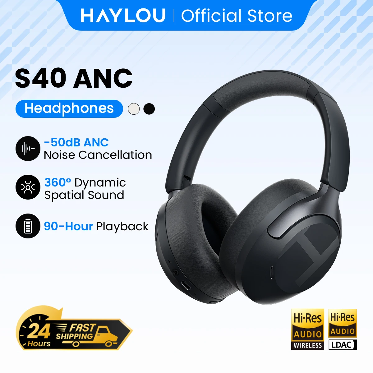 HAYLOU S40 ANC Kabelloser Kopfhörer 50dB Geräuschunterdrückung Hi-Res 3D-Raumklang-Ohrhörer mit LDAC Bluetooth 6.0 Over-Ear-Headset - AliExpress 44