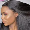 Kinky Straight 13x4 Lace Front Wigs Human Hair For Women Brazilian 4x4 Transparent Lace Closure Wigs Yaki Human Hair Wigs 1