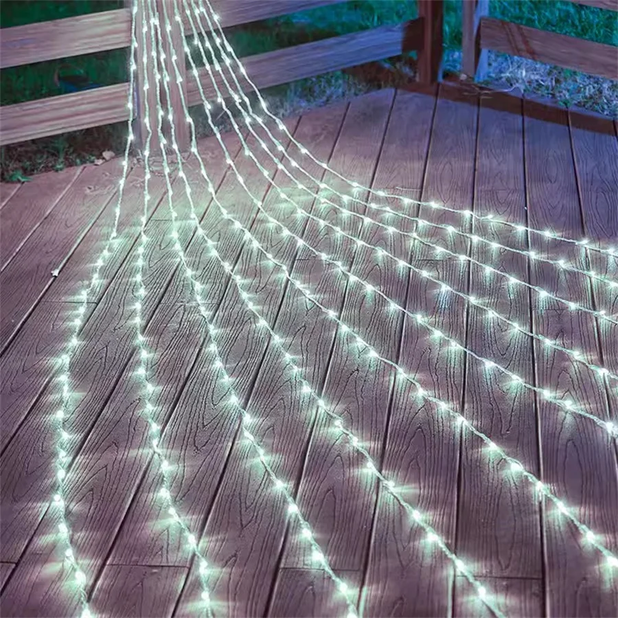 3X3M 3X6M 6X3M Led Waterfall Curtain String Light Outdoor Christmas Fairy Garland Window Curtain Icicle Light For Holiday Decor