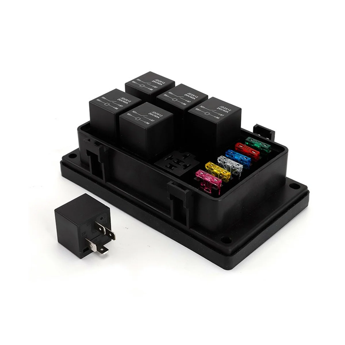 

12V 40A Relay Box 6 Way ATC/ATO Fuse Block with Relay Universal Waterproof Relay Box 24V 4P for Car Truck