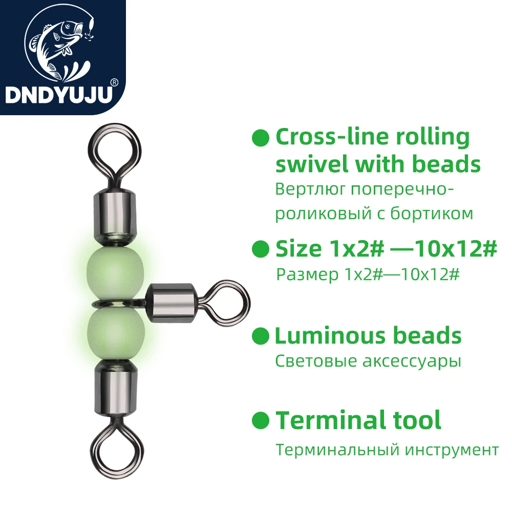 Accessoires pêche 10 pièces émerillons triple roulement à billes DNDYUJU connexion fluide équipement