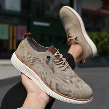 أحذية نسائية كاجوال بسيطة وعصرية شبكية محبوكة بأربطة مقاس كبير مريحة ورائعة في الصيف أحذية رياضية نسائية خارجية