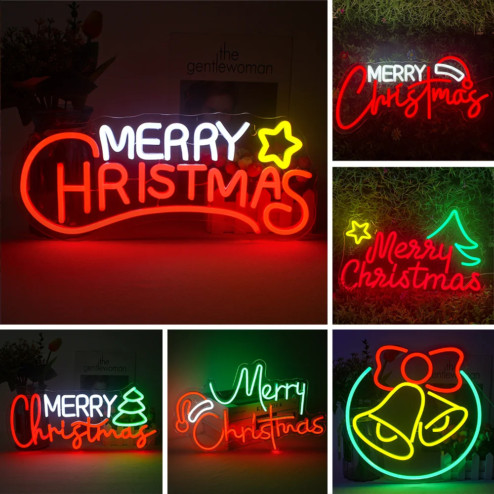 Merry Christmas Neon Sign Led Neon Light Christmas Decoration Indoor for Bedroom Party Bar Christmas Decorations Art Wall Decor
