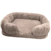 Plush square large dog bed for all seasons, comfortable and soft cat sofa bed with raised edges, removable plush cover dog bed, 6
